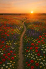 Sunset Wildflower Dreamspace | Canvas