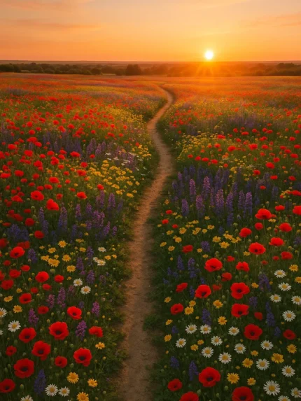 Sunset Wildflower Dreamscape