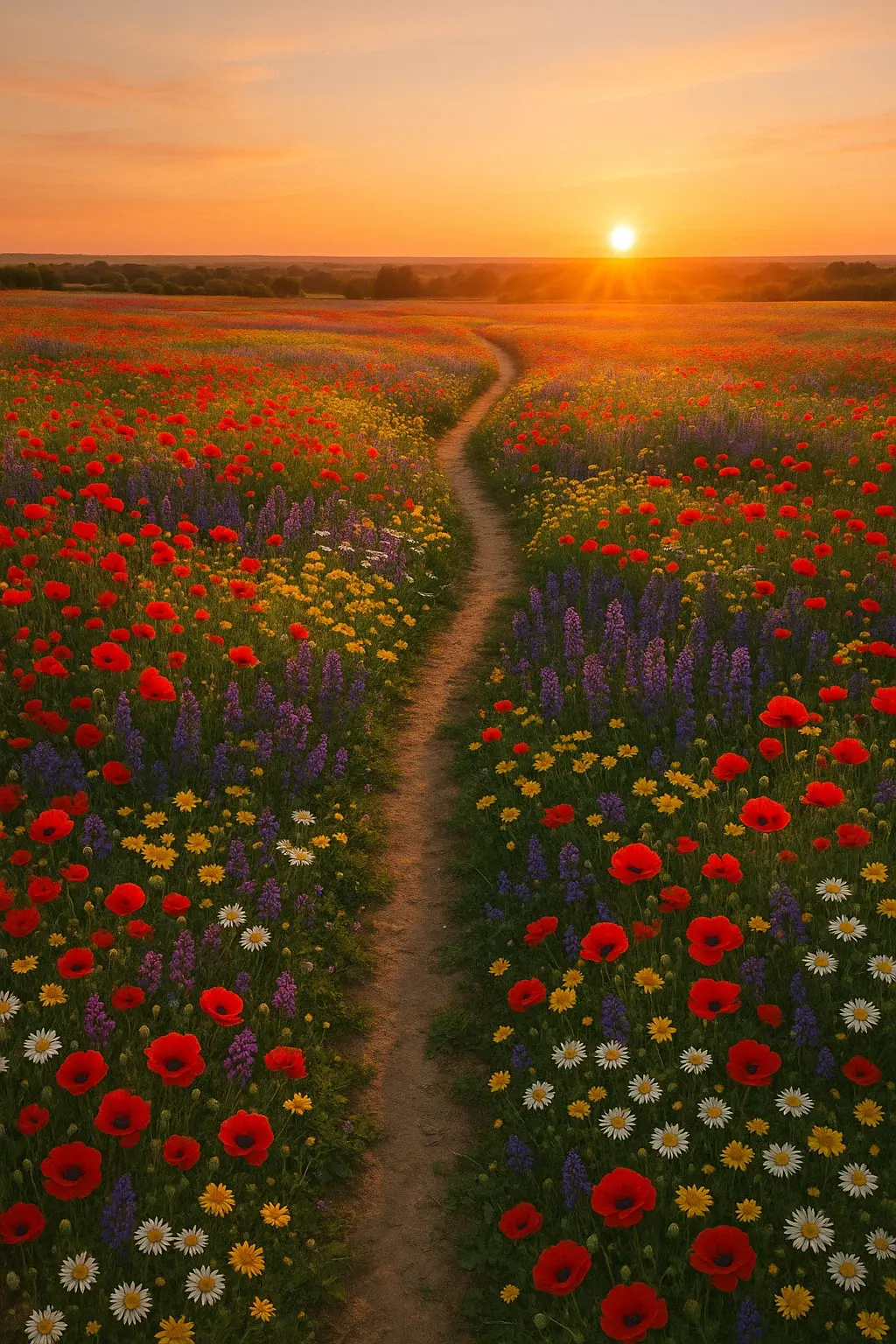 Sunset Wildflower Dreamscape Sunset Wildflower Dreamspace | Canvas - Image 1