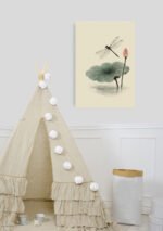 Dragonfly and lotus bud | Canvas - Image 2